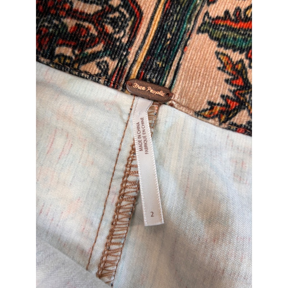 Free People Modern Mini Skirt Whimsigoth Boho Corduroy Tapestry - 2 Multicolor - Picture 3 of 9